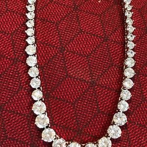 20ct quartz Diamond Sparkle Tennis Necklace 18 inch